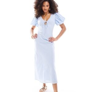 Cotton midi dress in pastel blue
